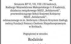 Kondolencje - zmarł Senator Stanisław Kogut